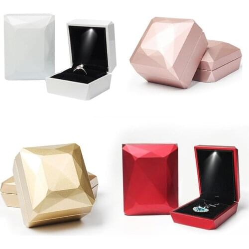 LED Piano Paint Jewelry Display Storage Case Engagement Wedding Earring Ring Jewellery Box Jewelry Organizer With LED Lights