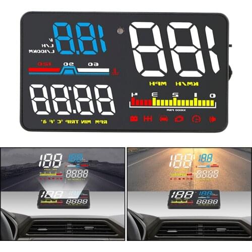 LEEPEE Digital Security Alarm HUD Display Windshield Screen Projector Speedometer OBD2 Diagnostic Tool Car Head Up Display
