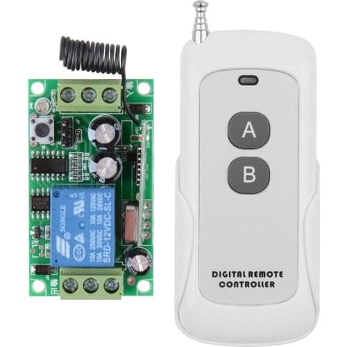 DC 12V 1 Channel Receiver 10A Relay With 500M Wireless Remote Control + Back Hang For Home Smart