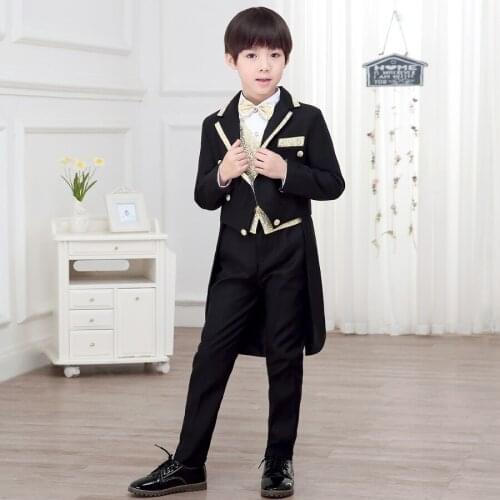Childrens Dresses Jacket Boysswallow Tails Babies' Suits Wedding Piano Performing Dresses suit Host Huatong size 110-160