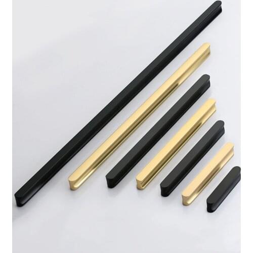 Simple Style Gold Aluminum Alloy Kitchen Cabinet Door Handles Drawer Pulls Cupboard Door Knobs Furniture Handle Hardware