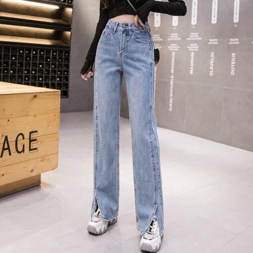Jeans Women Solid Vintage High Waist Wide Leg Denim Trousers Simple Students All-match Loose Fashion Harajuku Womens Chic Casual