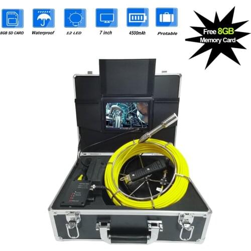 Cctv Sewer Endoscope with Free 8GB SD Card 7inch Monitor 23mm Lens Pipeline Drain Pipe Inspection