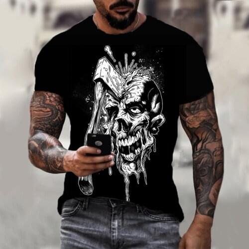 Summer New Mens and Womens T-shirt 3d Printing Black Skull Harajuku Top Fashion Casual Jogging Sports Oversized Short-sleeved