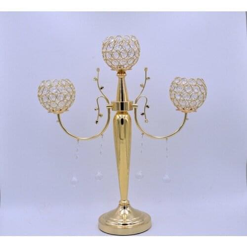 Hot wedding Table centerpiece 54cm Tall wedding centerpiece 3-balls crystal candelabra wedding supply candle holders 10 pcs