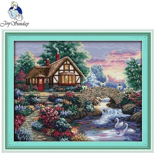 Joy Sunday Beautiful homeland 11/14CT printed canvas cross-stitch set DMC cross stitch needlework kits threads crafts Home decor
