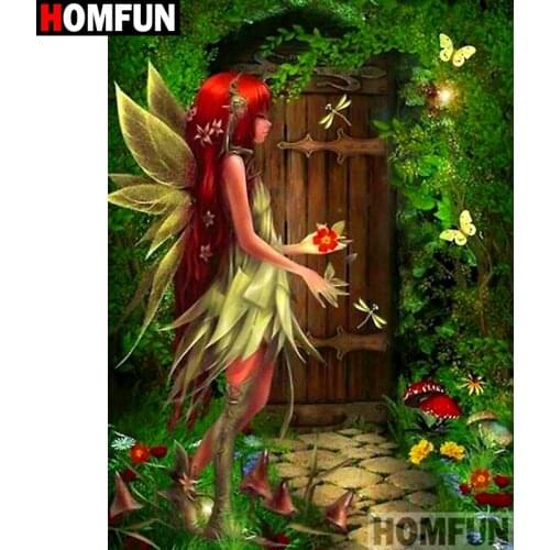 HOMFUN Full Square/Round Drill 5D DIY Diamond Painting "Butterfly girl" Embroidery Cross Stitch 5D Home Decor A08475