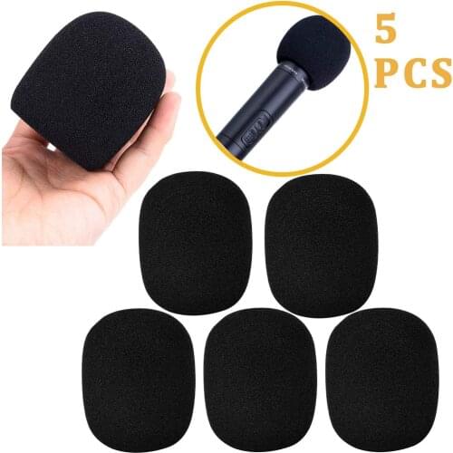 KEPHE 5 Pack Large Foam Cover Mic Windscreen Microphone Cover Microphone Windscreen Foam Cover Black Top Grade