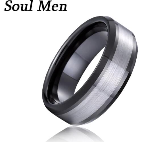 8mm Black Tungsten Carbide Ring Men Women Unique Wedding Bands Wedding Date Name Engrave Record Available