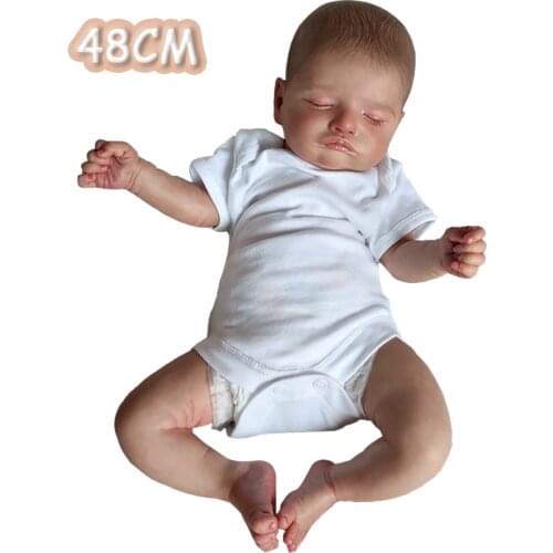 48CM Reborn Doll Sleeping Baby Polular Rosalie Soft Hand-Drawing Hair with Rooted Eyelash Collectible Art Doll Drop Shipping