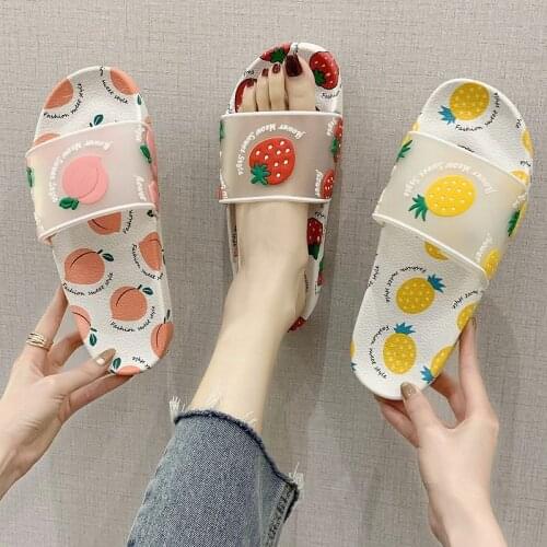 Summer fruit slippers women wear fashion cute girl home indoor bath children jelly sandals beach shoes vacation couple slippers