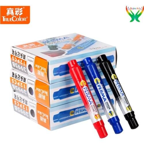 Truecolor 12 oily markers red/black/blue art drawing hook marker alcohol double big headed waterproof non-fading marker pen
