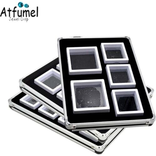 Metal Diamond Jewelry Display Box Tray With Floating Frame Box Coin Stone Gem Diamond Ring Jewelry Storage Organizer Box Case