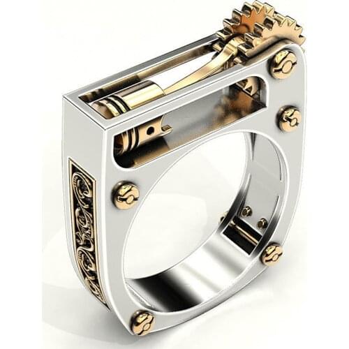 Fashion Mechanical Gear Wheel Men Ring Silver Color Punk Wedding Band Finger Rings for Women Modern Wedding Jewelry