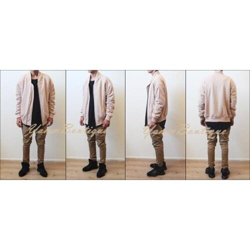 Mens Oversized Shirred Sleeve MA1 Hunter Bomber Jacket - Fog Zipper Sleeves Quilted Heavy Cotton Bomber Tan / Flight Jacket /St