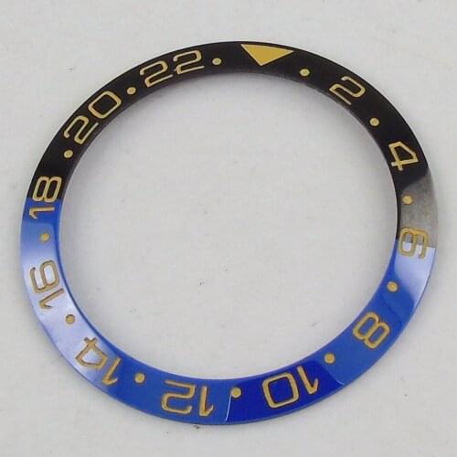 38mm Blue Black Ceramic Watch Bezel Insert Fit 40mm Sub/GMT Automatic Movement Mens Watch