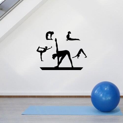Yoga Rack Decal Wall Sticker Posture Gym Girl Zen Meditation Room Bedroom Home Decor Relax Vinyl Wall Sticker Mural Art S1252
