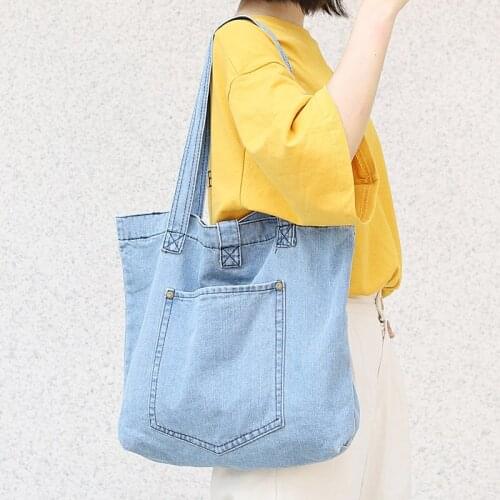 2021 New Fashion Large Capacity Single Shoulder Handbag Casual Tote Denim Bag Women Bag