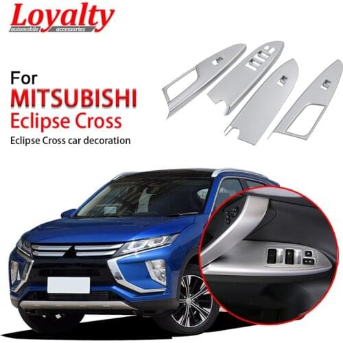 Loyalty for MITSUBISHI Eclipse Cross 2018 2019 Inner Door Armrest Window Lift Button Panel Frame ABS Matte silver Auto Styling