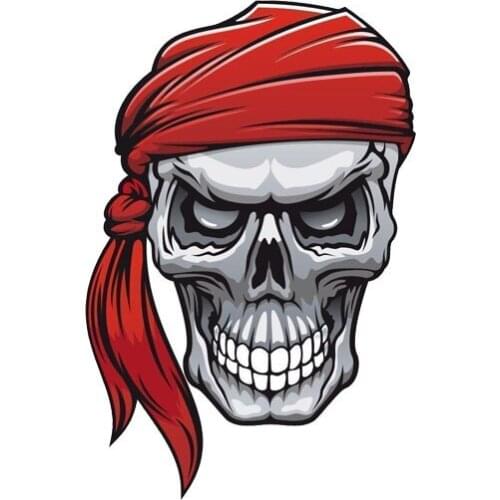 Hot Red Scarf Pirate Skull Rebellion Color Car Sticker and Decals Interesting for Car Bumper Window Car Accessories KK13*9cm
