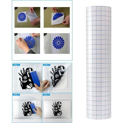 Clear Vinyl Transfer Paper Tape Roll - 12in X 3.3 FT W/ Alignment Grid Stickers