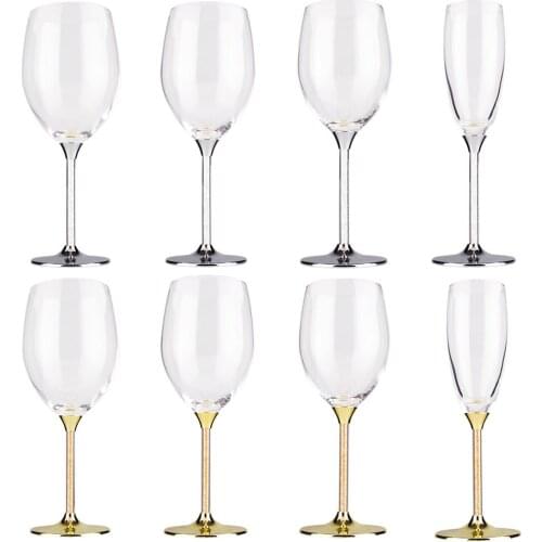 Promotional Christmas Metal Bottom Wedding Wine Glass Crystal Champagne Flute For Wedding Groom And Bird Fashion Home Glassware