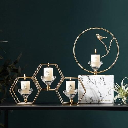 Luxury Geometric Candlestick Art Iron Golden Creative Candlestick Vertical Wedding Porta Candela Home Decoration DD60ZT