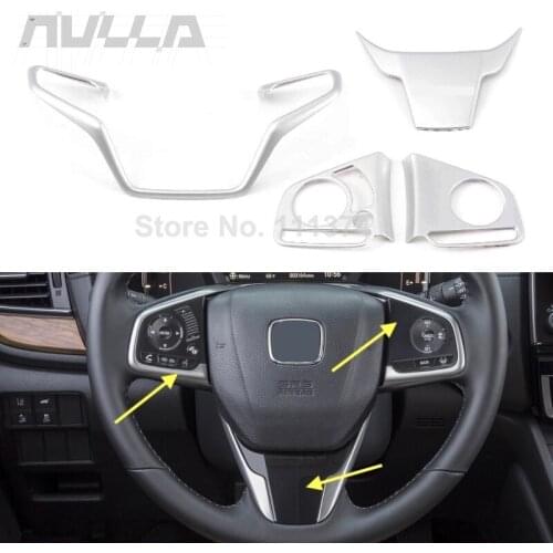 Silver Matte Car Interior Decoration Trims For Honda CR-V CRV 2017 2019 2020 2021 Steering Wheel Frame Cover Sticker Accessories