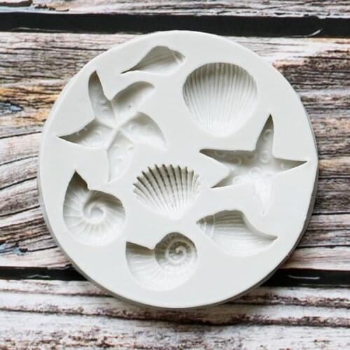 Ocean Cake Decoration Fondant Mould Mermaid Tail Shell Starfish Chocolate Silicone Mould Glue Drop Mould Soap Mould