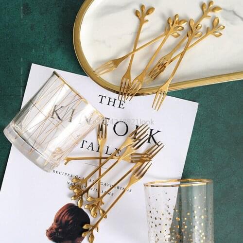 Net Red Leaf Fruit Fork Set Stainless Steel Fruit Fork Household Creative Fruit Sign Childrens Dessert Small Fork