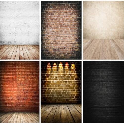 Vinyl Custom Vintage Brick Wall Wooden Floor Photography Backdrops Portrait Photo Background Studio Prop 21712 YXZQ-02
