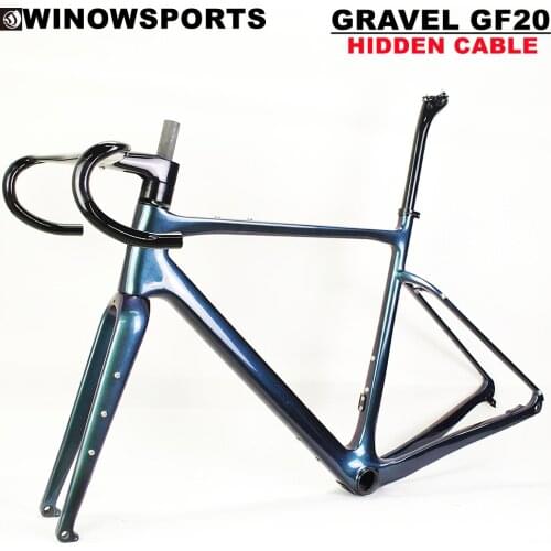 Winowsports 2022 super light carbon gravel bike frame GF20 chameleon custom color painting BB386 all inner cable gravel frame