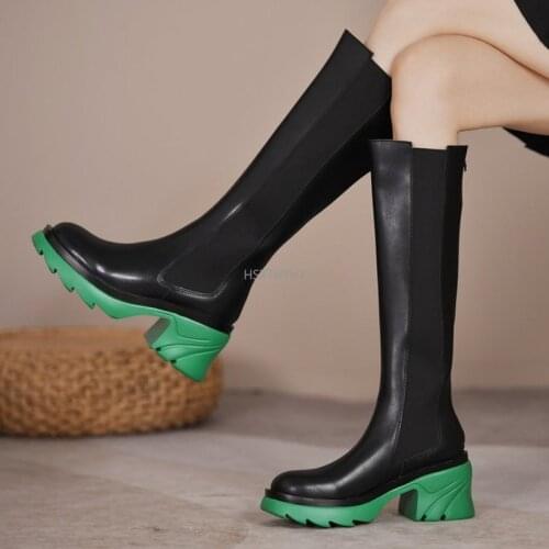 2022 New Arrival Knee High Boots Lady High Heels Platform Shoes Elastic Hot Sale Women Winter Shoes Womens Boots