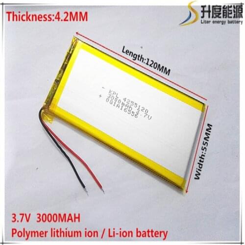 1PCS/Lot 3.7V lithium polymer battery 4255120 3000MAH mobile power Tablet PC DIY Free shipping