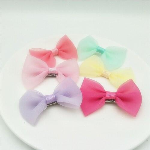 10pcs /lot Candy Color Kids Bow Hair pin Bows with Thin Hairpin Newborn Photography Props Girls Bow Tiara Headwrap