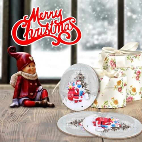 10pcs Happy New Year Christmas Ornaments Santa Claus Wooden Hanging Ornament Christmas Tree Hanging Pendants Home Decorations