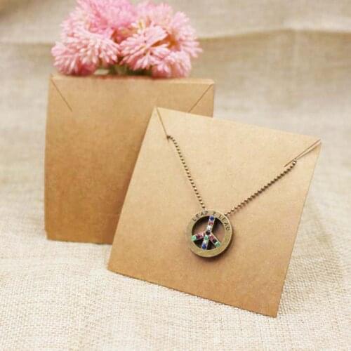 100pcs kraft blank paper fashion necklace & pendant charm display card 8.5*8.5cm jewelry package card custom cost extra