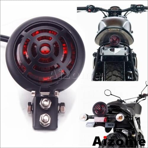 12V Motorcycle Red LED Tail Light Rear Light Cover Stop Brake Lamp For Chopper Cafe Racer Bobber Street Bike Motorbike Taillamp