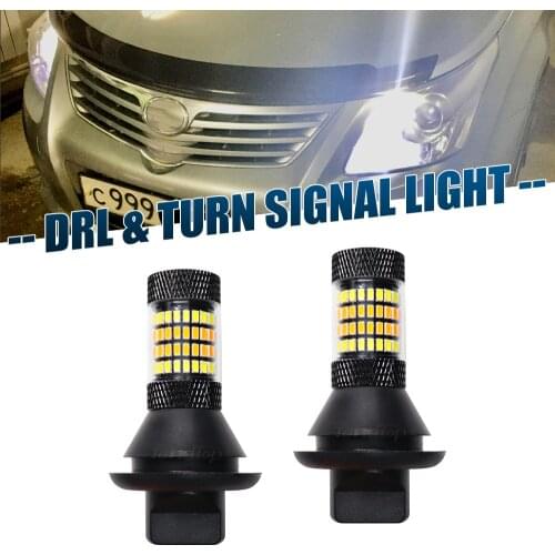 2Pcs External Bulb Light 96 SMD LED T20 7440 1156 BA15S/ BAU15S P21W PY21W DRL Car Turn Signal Daytime Running Lamp Dual Color