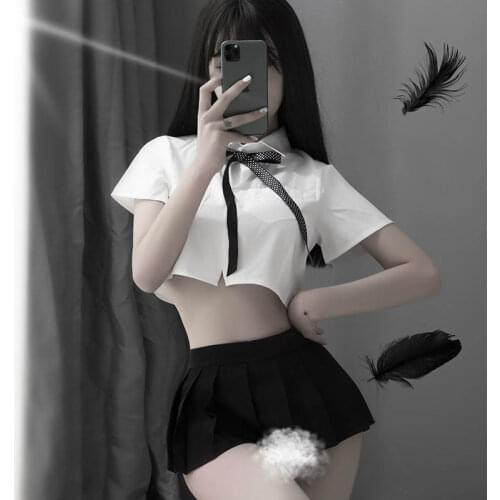 2020 Sexy uniform OL cute sexy white shirt sexy suit temptation short skirt female underwear role student jk uniform