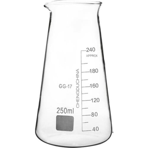 250ml Conical Three-corner Beaker Chemistry Laboratory Borosilicate Triangle Transparent Glass Beaker with spout FREE SHIP