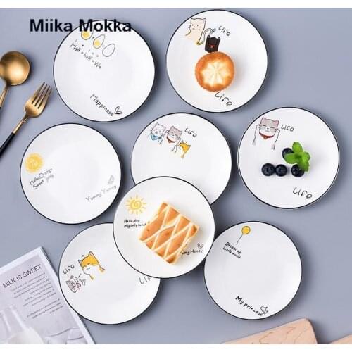 4pcs Ceramic Plates Tableware Dinner Plates Set Gold Black Inlay Porcelain Dessert Plate Steak Salad Snack Cake Plates