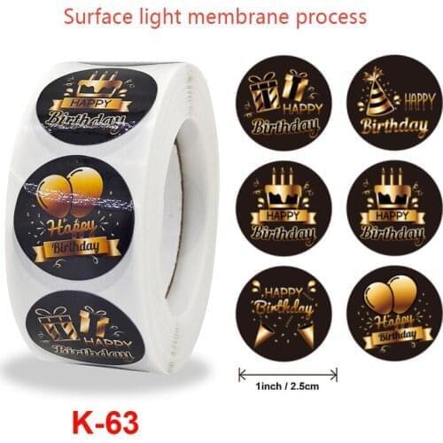 500Pcs Round Cartoon Happy Birthday Stickers Kids Birthday Party Gift Box Package Sealing Labels Cute Decoration Variety Styles