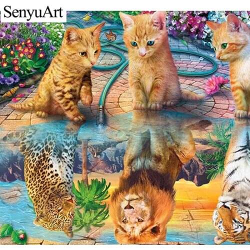 5D Puzzle Diamond Painting Full Round Drill Cuadros Animals Dogs Cats Embroidery Mosaic Cross-stitch Arts Kits Anime Decorations