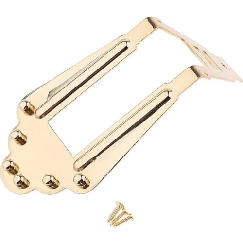 Tooyful 6 String Guitar Tailpiece Bridge for Archtop Jazz Guitar Replacement Parts Golden