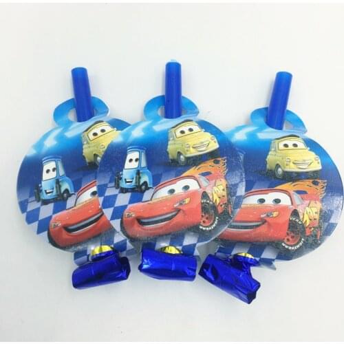 6pcs/lot Lightning Mcquee Blowout Brthday Celebration Party Noise Maker Blowing Dragon 95 Cars Party Decorations Kds