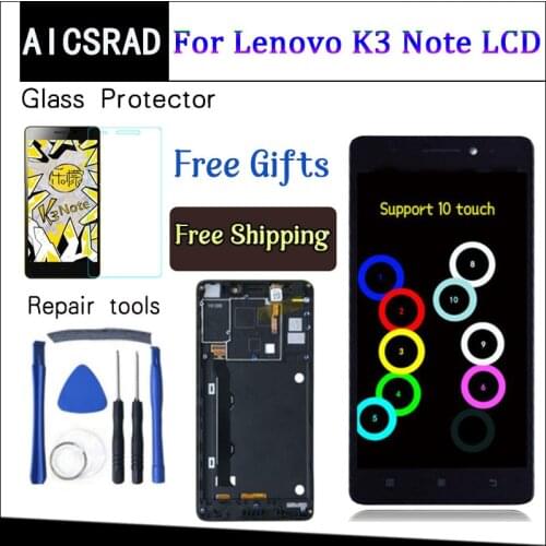 AICSRAD 5.5 inch For Lenovo K50-T5 K3 Note LCD Display Digitizer Touch Screen assembly replacement with frame black