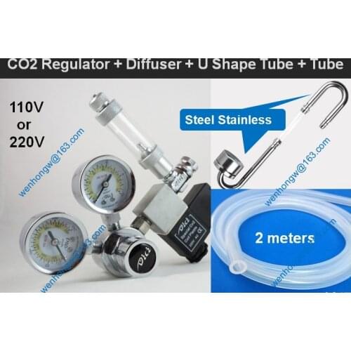 Aquarium dici Professional two-stage CO2 pressure regulators with bubble counter & Solenoid, diffuser, 22mm, W21.8 Free shipping