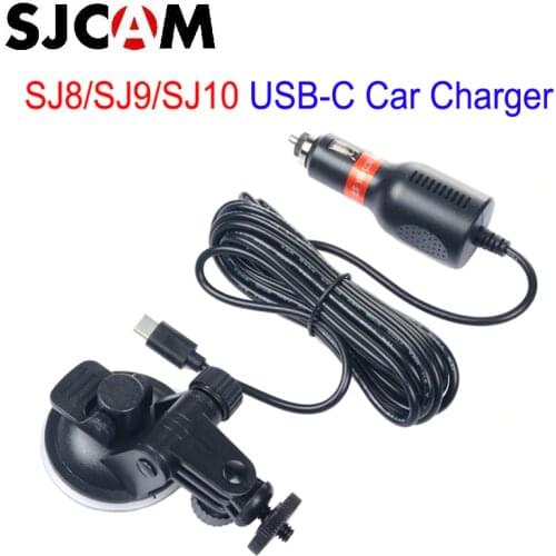SJCAM SJ8 SJ9 SJ10 Type-C Car Charger + Car Suction cup Bracket Car Holder With Car Charger For SJ8 Pro SJ9 Strike SJ10 Cameras