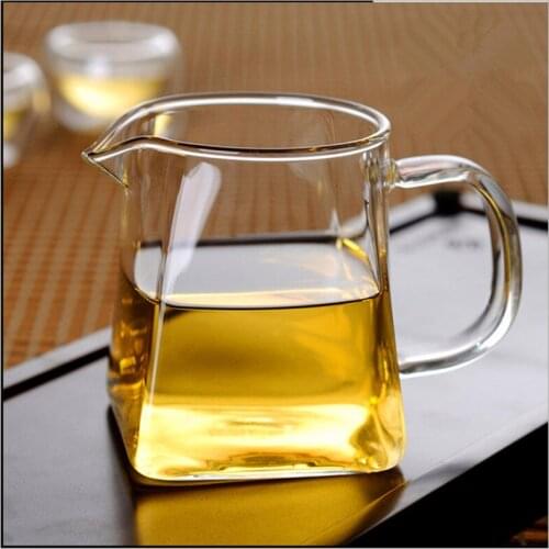 Free shipping square transparent tea cup, Heat resistant glass 300ml teasets